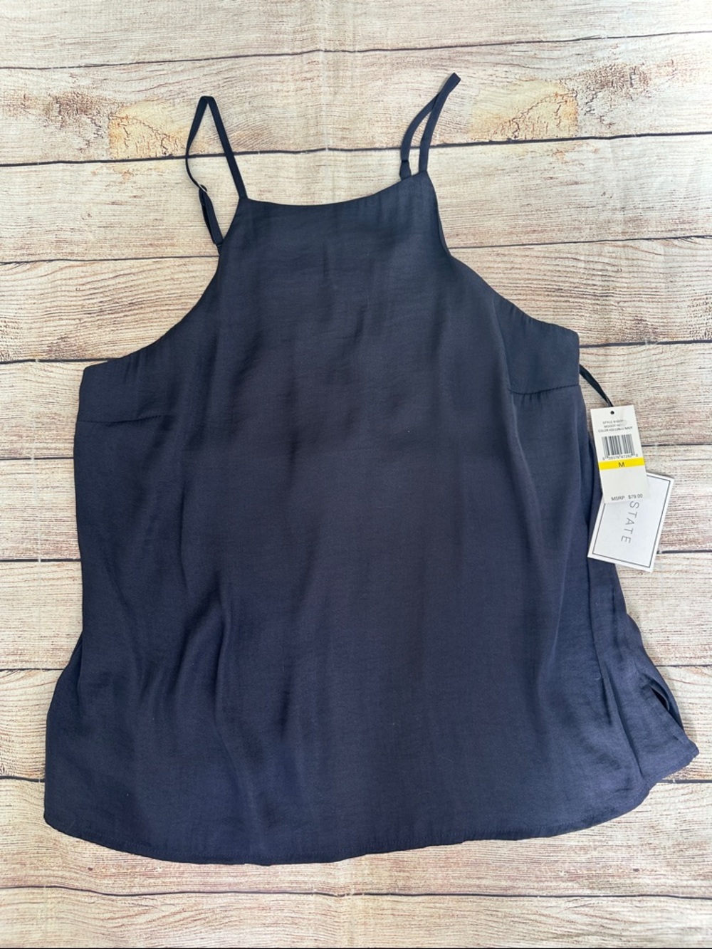 1State Navy High-Neck Spaghetti Strap Cross Back Camisole Size Medium